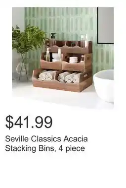 Costco Seville Classics Acacia Stacking Bins, 4 piece offer