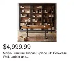 Costco Martin Furniture Tuscan 3-piece 94 Bookcase Wall, Ladder and Writing Desk offer