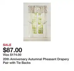 Belk 20th Anniversary Autumnal Pheasant Drapery Pair with Tie Backs offer