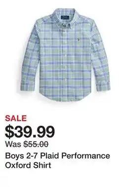 Belk Boys 2-7 Plaid Performance Oxford Shirt offer