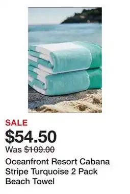 Belk Oceanfront Resort Cabana Stripe Turquoise 2 Pack Beach Towel offer