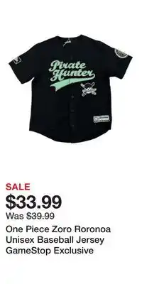 Game Stop One Piece Zoro Roronoa Unisex Baseball Jersey GameStop Exclusive offer