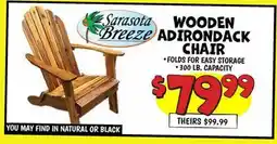 Ollie's Sarasota Breeze WOODEN ADIRONDACK CHAIR offer
