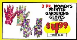 Ollie's 3 РК. WOMEN'S PRINTED GARDENING GLOVES offer