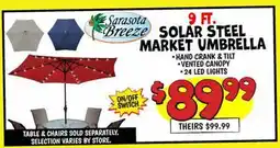 Ollie's Sarasota Breeze 9 FT. SOLAR STEEL MARKET UMBRELLA offer