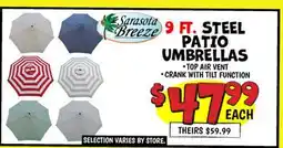 Ollie's SARASOTA BREEZE 9 FT. STEEL PATIO UMBRELLAS offer