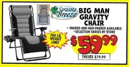 Ollie's Sarasota Breeze BIG MAN GRAVITY CHAIR offer