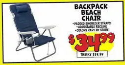 Ollie's BACKPACK BEACH CHAIR offer