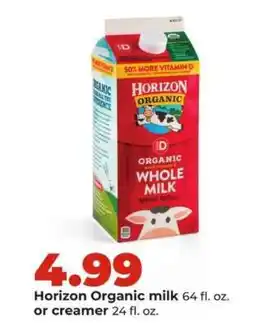 Hy-Vee Horizon Organic milk or creamer offer