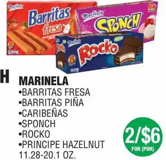 Carnicerias Jimenez Marinela Barritas Fresa, Barritas Piña, Caribeñas, Sponch, Rocko Or Principe Hazelnut offer