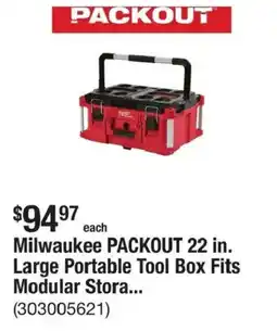 The Home Depot Milwaukee PACKOUT 22 in. Large Portable Tool Box Fits Modular Stora... offer