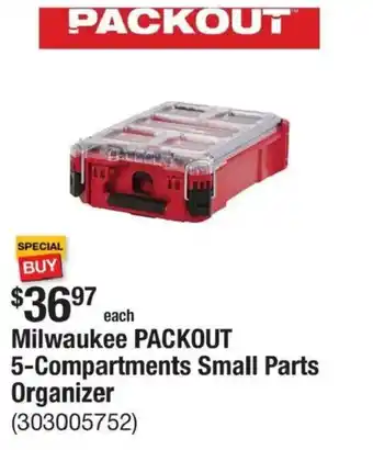 The Home Depot Milwaukee PACKOUT 5-Compartments Small Parts Organizer offer