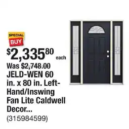 The Home Depot JELD-WEN 60 in. x 80 in. Left- Hand/Inswing Fan Lite Caldwell Decor... offer