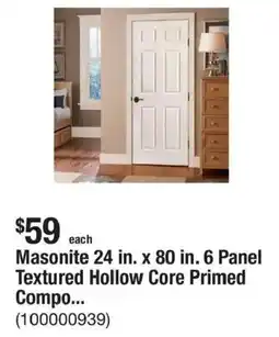 The Home Depot Masonite 24 in. x 80 in. 6 Panel Textured Hollow Core Primed Compo... offer