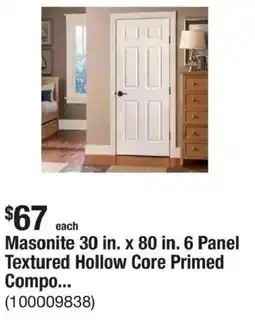 The Home Depot Masonite 30 in. x 80 in. 6 Panel Textured Hollow Core Primed Compo... offer