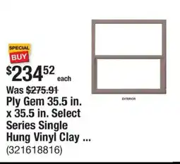 The Home Depot Ply Gem 35.5 in. x 35.5 in. Select Series Single Hung Vinyl Clay ... offer
