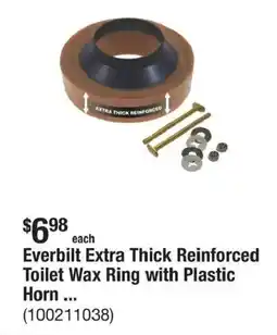 The Home Depot Everbilt Extra Thick Reinforced Toilet Wax Ring with Plastic Horn ... offer