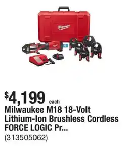 The Home Depot Milwaukee M18 18-Volt Lithium-Ion Brushless Cordless FORCE LOGIC Pr... offer