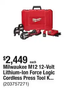 The Home Depot Milwaukee M12 12-Volt Lithium-Ion Force Logic Cordless Press Tool K... offer