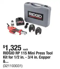 The Home Depot RIDGID RP 115 Mini Press Tool Kit for 1/2 in. - 3/4 in. Copper &... offer