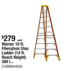 The Home Depot Werner 10 ft. Fiberglass Step Ladder (14 ft. Reach Height) 300 I... offer