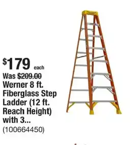 The Home Depot Werner 8 ft. Fiberglass Step Ladder (12 ft. Reach Height) with 3... offer