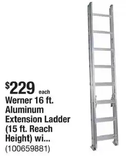 The Home Depot Werner 16 ft. Aluminum Extension Ladder (15 ft. Reach Height) wi... offer