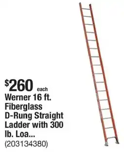 The Home Depot Werner 16 ft. Fiberglass D-Rung Straight Ladder with 300 Ib. Loa... offer