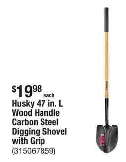 The Home Depot Husky 47 in. L Wood Handle Carbon Steel Digging Shovel with Grip offer