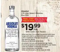 Ralphs Absolut offer
