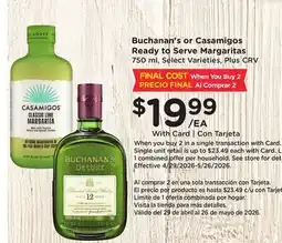 Ralphs Buchanan or Casamigos Ready to Serve Margaritas offer