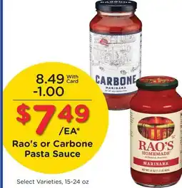 Ralphs Rao's or Carbone Pasta Sauce offer