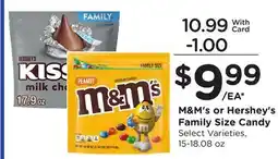 Ralphs M&M's or Hershey's Family Size Candy offer
