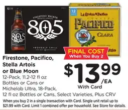Ralphs Firestone, Pacifico, Stella Artois or Blue Moon offer