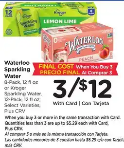 Ralphs Waterloo Sparkling Water offer