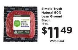 Ralphs Simple Truth Natural 90% Lean Ground Bison offer