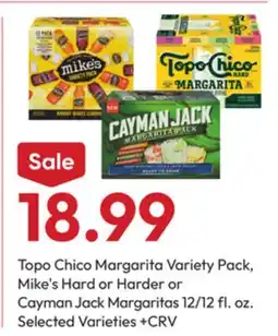 Stater Bros Topo Chico Margarita Variety Pack, Mike's Hard or Harder or Cayman Jack Margaritas offer