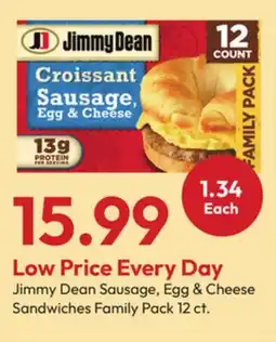 Stater Bros Jimmy Dean Sausage, Egg & Cheese Sandwiches offer