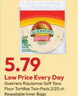 Stater Bros Guerrero Riquisimas Soft Taco Flour Tortillas Twin Pack offer