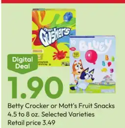Stater Bros Betty Crocker or Mott's Fruit Snacks offer