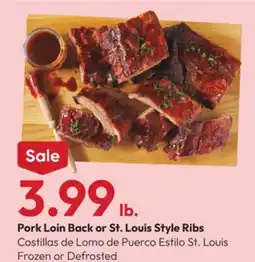Stater Bros Pork Loin Back or St. Louis Style Ribs offer