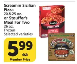 Albertsons Screamin Sicilian Pizza 20.8-25 oz. or Stouffer's Meal For Two 26 oz offer