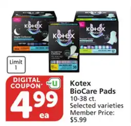 Pavilions Kotex BioCare Pads offer