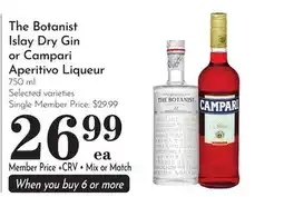 Pavilions The Botanist Islay Dry Gin or Campari Aperitivo Liqueur offer