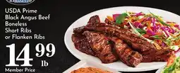 Pavilions USDA Prime Black Angus Beef Boneless Short Ribs or Flanken Ribs offer