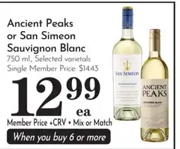 Pavilions Ancient Peaks or San Simeon Sauvignon Blanc offer