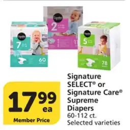 Vons Signature SELECT or Signature Care Supreme Diapers offer