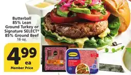 Vons Butterball 85% Lean Ground Turkey or Signature SELECT 85% Ground Beef offer