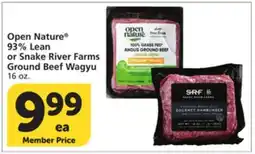 Vons Open Nature 93% Lean or Snake River Farms Ground Beef Wagyu offer