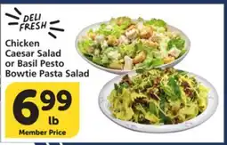 Vons Chicken Caesar Salad or Basil Pesto Bowtie Pasta Salad offer